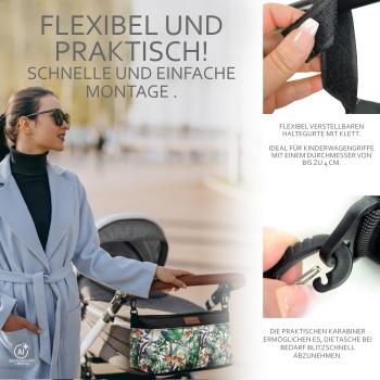 Preview: BAMBINIWELT universal Buggy ORGANIZER, Kinderwagen-Tasche, Wickeltasche mit Getränkehalter